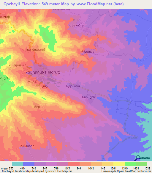 Qocbayli,Azerbaijan Elevation Map