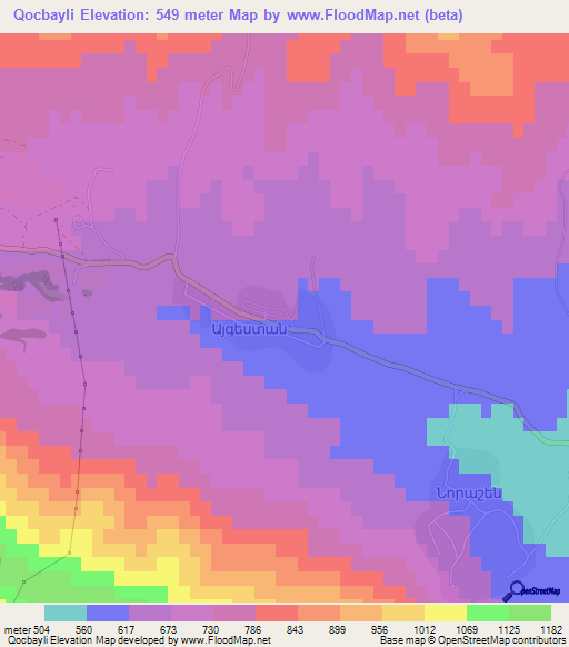 Qocbayli,Azerbaijan Elevation Map