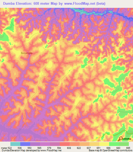 Dumba,Congo (Kinshasa) Elevation Map
