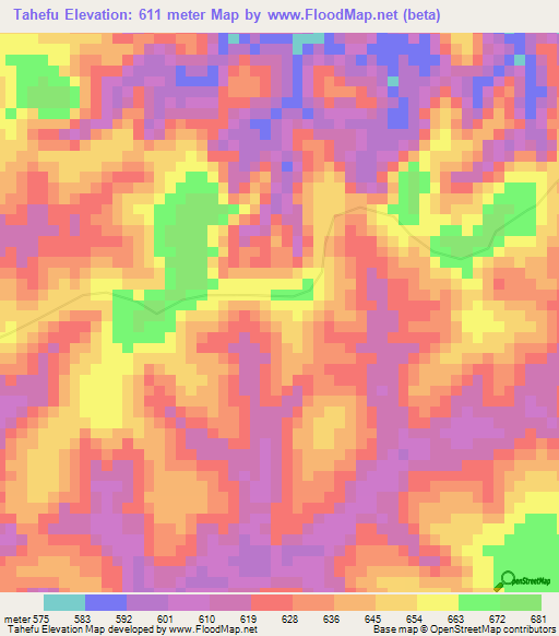 Tahefu,Congo (Kinshasa) Elevation Map