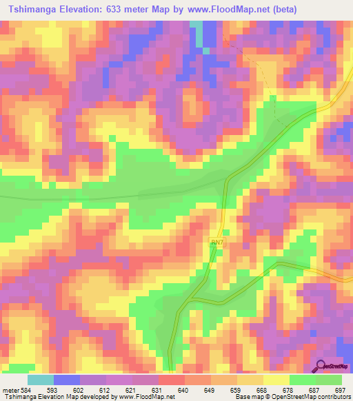 Tshimanga,Congo (Kinshasa) Elevation Map