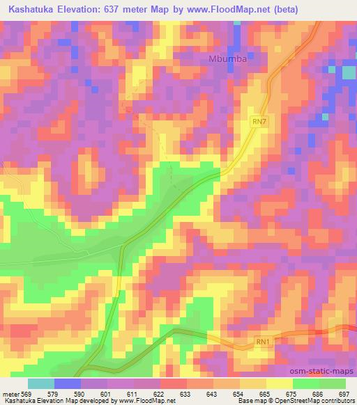 Kashatuka,Congo (Kinshasa) Elevation Map