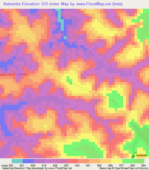 Kabemba,Congo (Kinshasa) Elevation Map