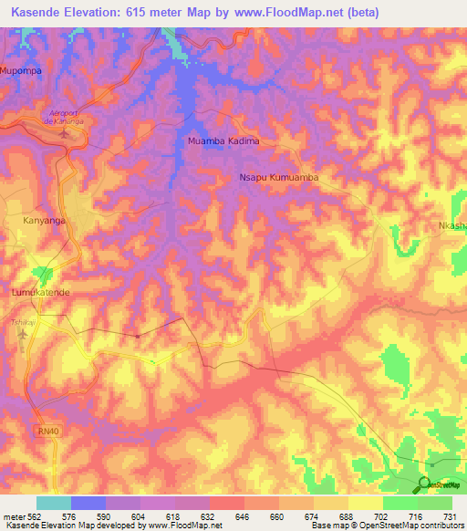Kasende,Congo (Kinshasa) Elevation Map