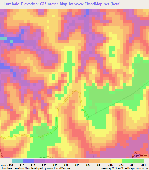 Lumbaie,Congo (Kinshasa) Elevation Map