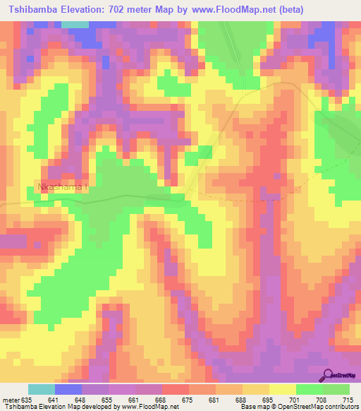 Tshibamba,Congo (Kinshasa) Elevation Map