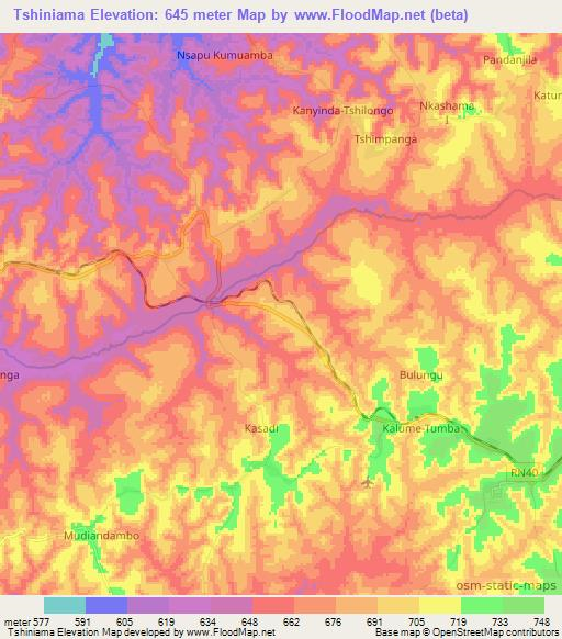Tshiniama,Congo (Kinshasa) Elevation Map
