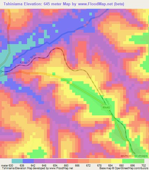 Tshiniama,Congo (Kinshasa) Elevation Map
