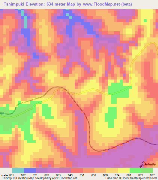 Tshimpuki,Congo (Kinshasa) Elevation Map