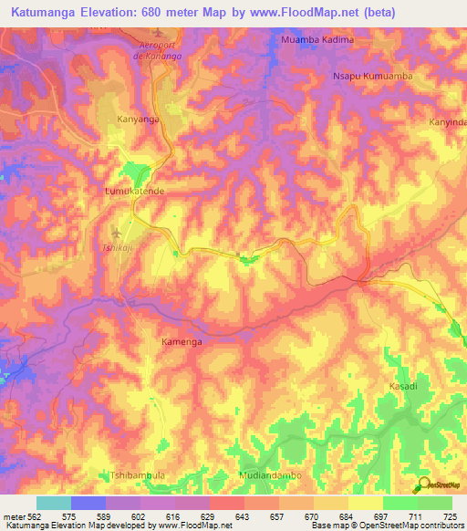 Katumanga,Congo (Kinshasa) Elevation Map