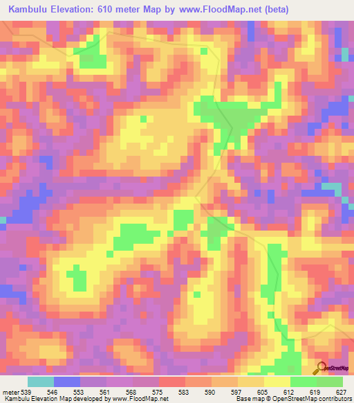 Kambulu,Congo (Kinshasa) Elevation Map