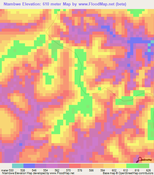 Ntambwe,Congo (Kinshasa) Elevation Map