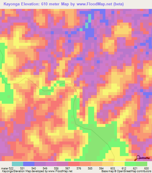 Kayonga,Congo (Kinshasa) Elevation Map