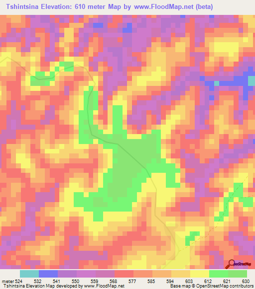 Tshintsina,Congo (Kinshasa) Elevation Map