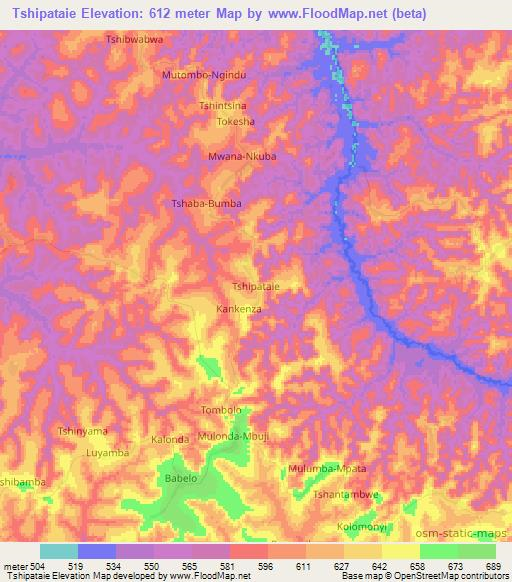 Tshipataie,Congo (Kinshasa) Elevation Map