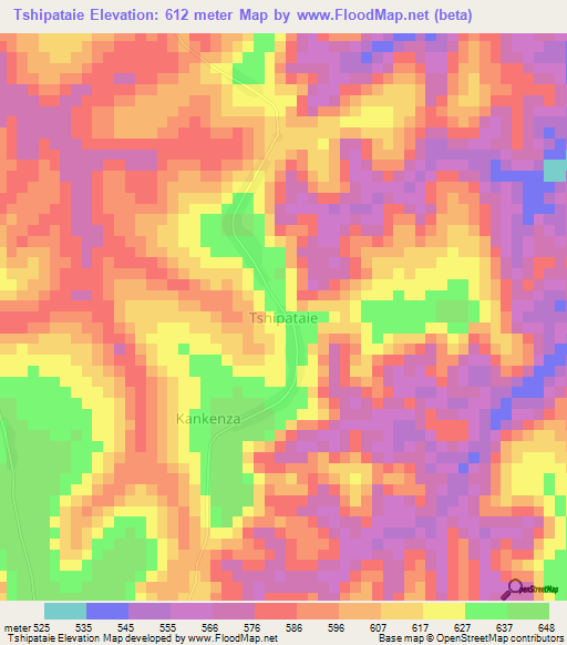 Tshipataie,Congo (Kinshasa) Elevation Map