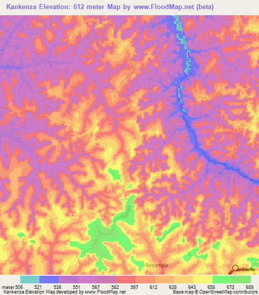 Kankenza,Congo (Kinshasa) Elevation Map