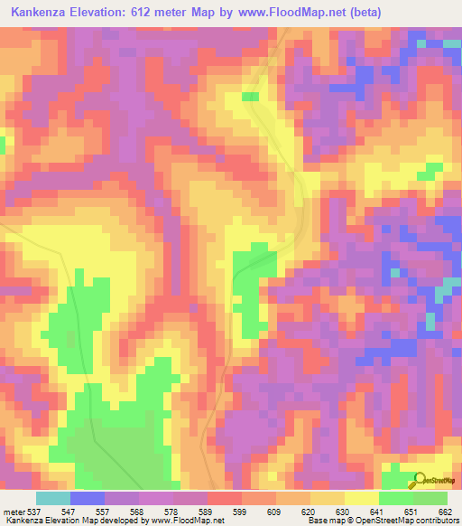 Kankenza,Congo (Kinshasa) Elevation Map