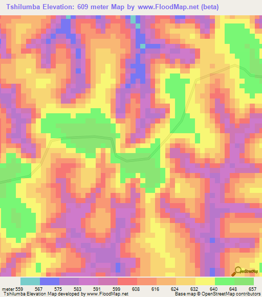 Tshilumba,Congo (Kinshasa) Elevation Map