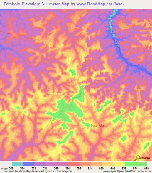 Tombolo,Congo (Kinshasa) Elevation Map
