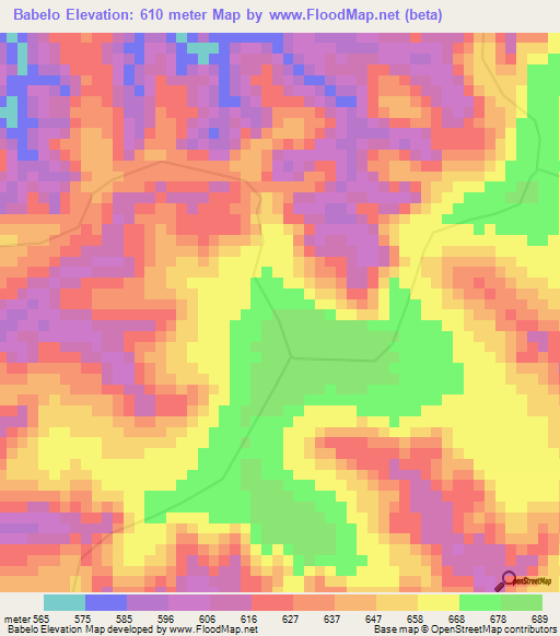 Babelo,Congo (Kinshasa) Elevation Map