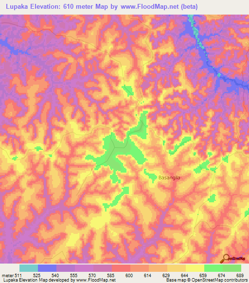 Lupaka,Congo (Kinshasa) Elevation Map