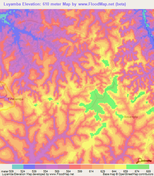 Luyamba,Congo (Kinshasa) Elevation Map