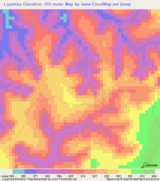 Luyamba,Congo (Kinshasa) Elevation Map