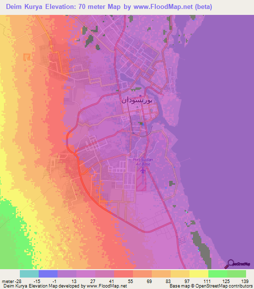 Deim Kurya,Sudan Elevation Map