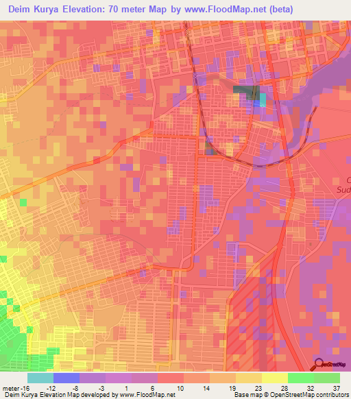 Deim Kurya,Sudan Elevation Map