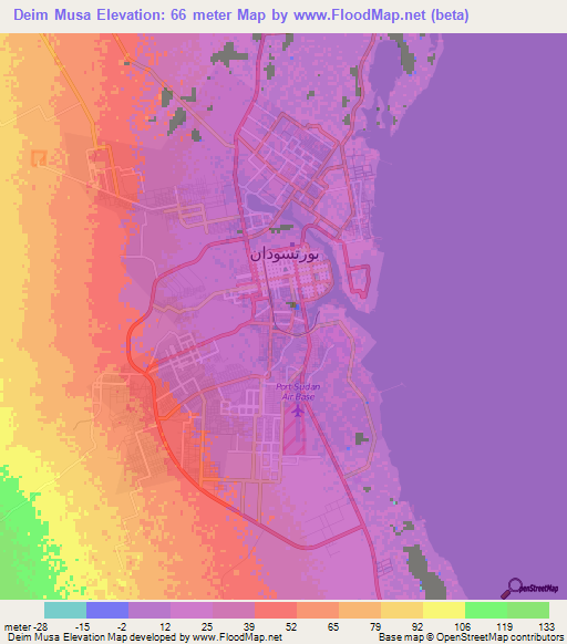 Deim Musa,Sudan Elevation Map