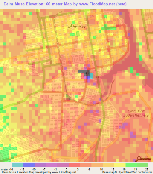Deim Musa,Sudan Elevation Map