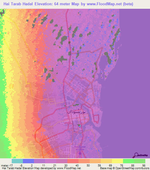Hai Tarab Hadal,Sudan Elevation Map