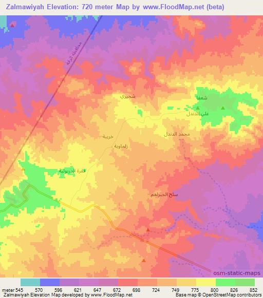 Zalmawiyah,Syria Elevation Map