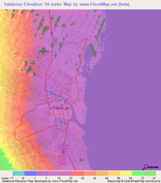 Salabona,Sudan Elevation Map