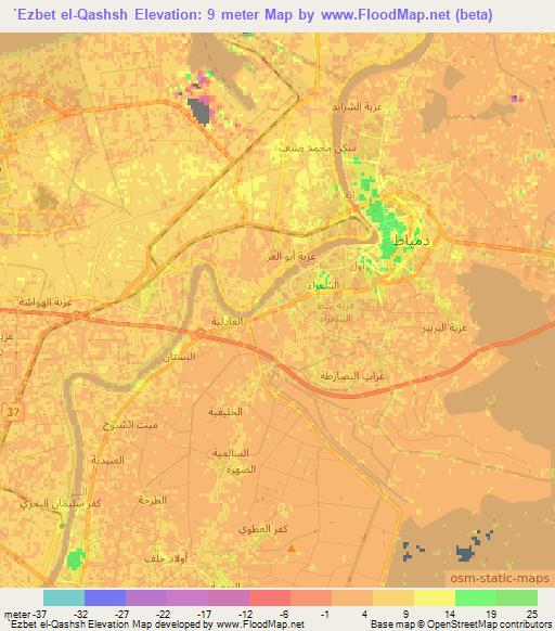 `Ezbet el-Qashsh,Egypt Elevation Map