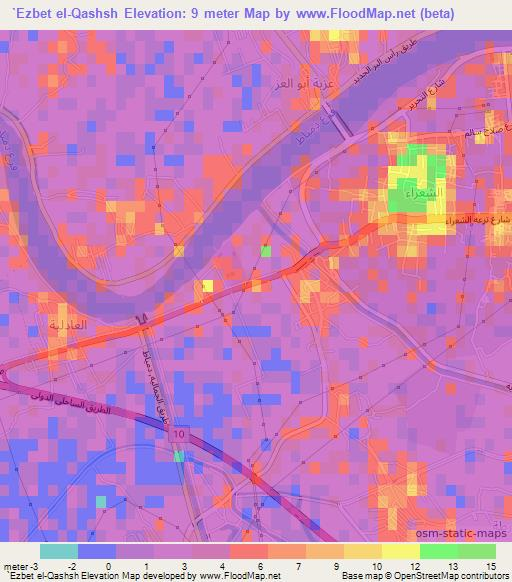 `Ezbet el-Qashsh,Egypt Elevation Map