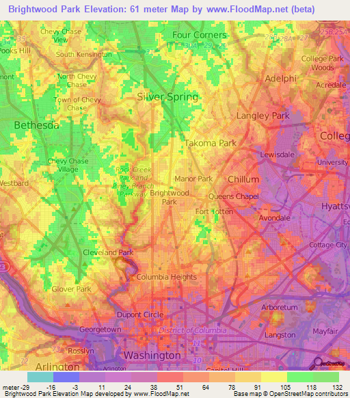 Brightwood Park,US Elevation Map
