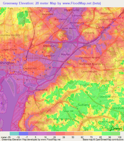Greenway,US Elevation Map