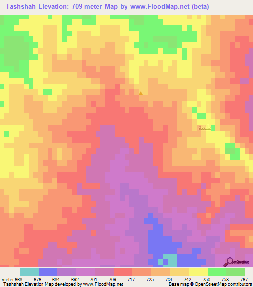 Tashshah,Syria Elevation Map