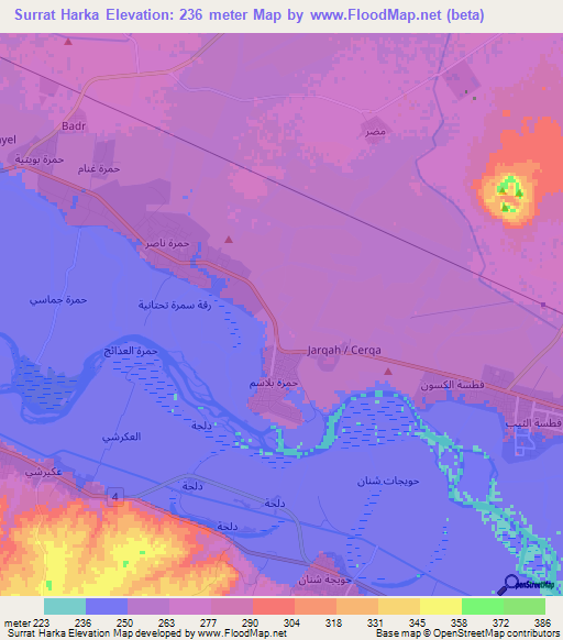 Surrat Harka,Syria Elevation Map