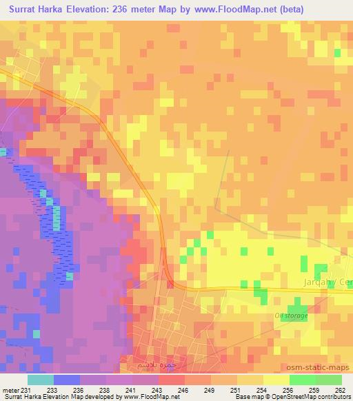 Surrat Harka,Syria Elevation Map
