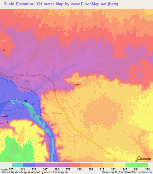 Silsin,Syria Elevation Map