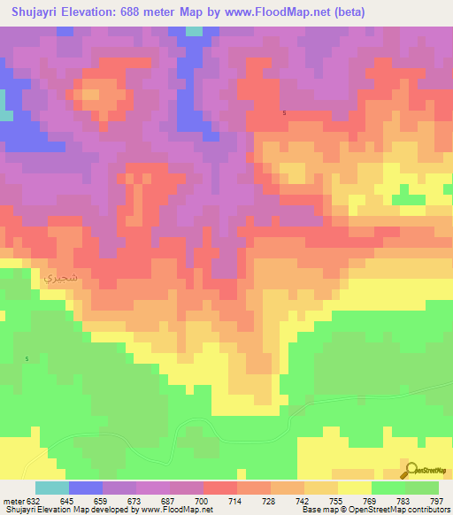 Shujayri,Syria Elevation Map