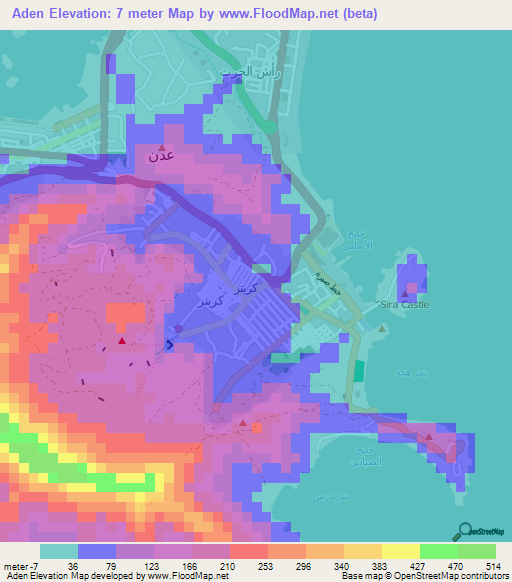 Aden,Yemen Elevation Map