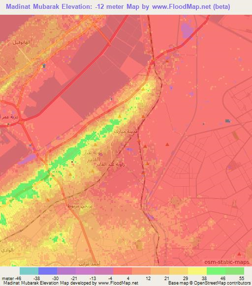 Madinat Mubarak,Egypt Elevation Map