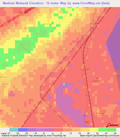 Madinat Mubarak,Egypt Elevation Map