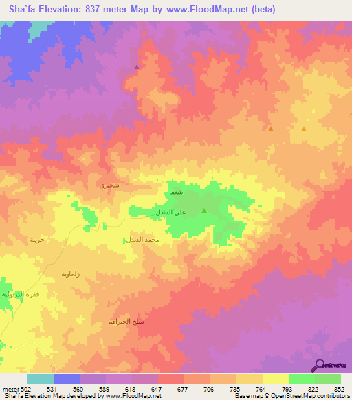 Sha`fa,Syria Elevation Map