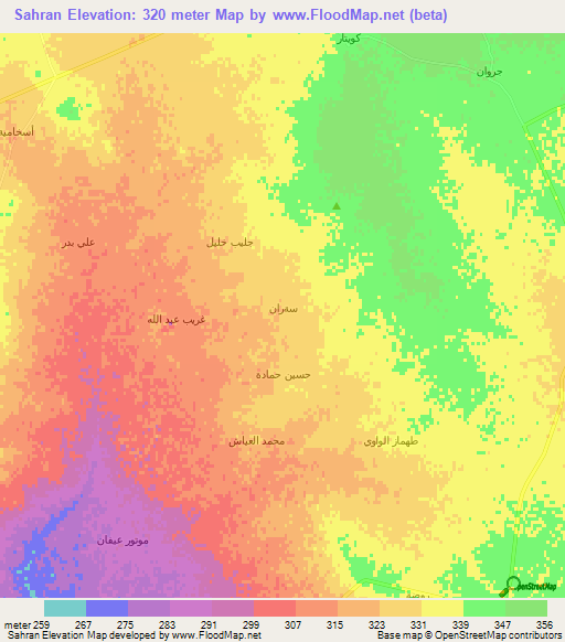 Sahran,Syria Elevation Map