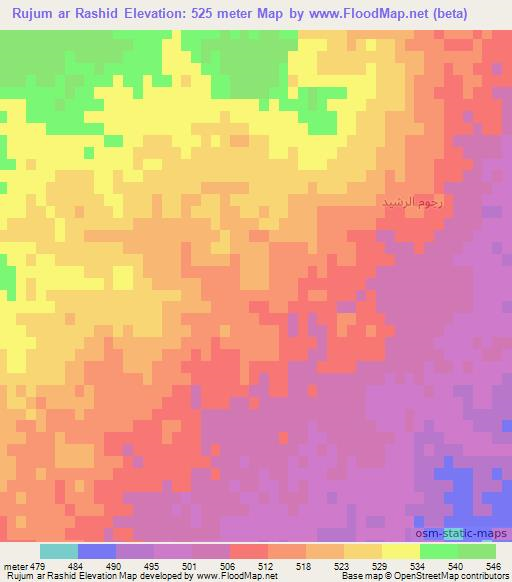 Rujum ar Rashid,Syria Elevation Map